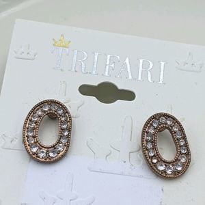 ✨3 for 25✨Trifari Rose Gold Oval Crystal Earrings